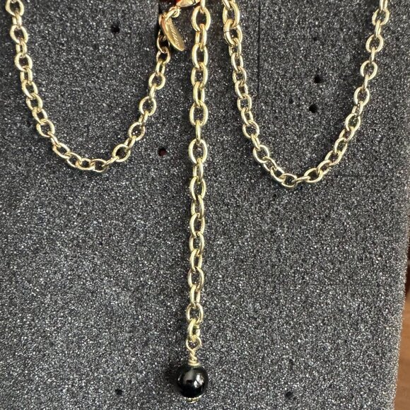 Heidi Daus Easy Black Enamel Rhinestone Flower Clover Necklace - Picture 5 of 7